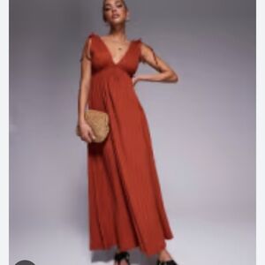 Abercrombie & Fitch Rust Tiered Midi Dress Tie Strap Size Medium